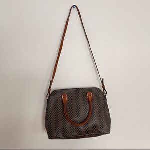 Lauren Ralph Lauren Boswell Chevron Dome Crossbody Bag Brown/Cognac